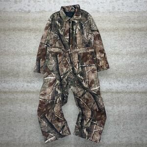 Vintage 90s Realtree Coveralls Youth L Baggy Wide Leg Fit Hunting Camo Insulated